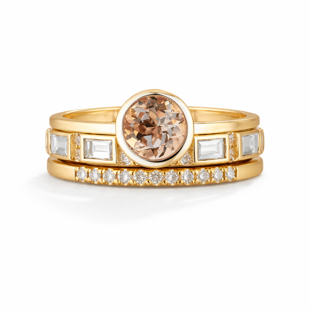Anillo de cristal dorado