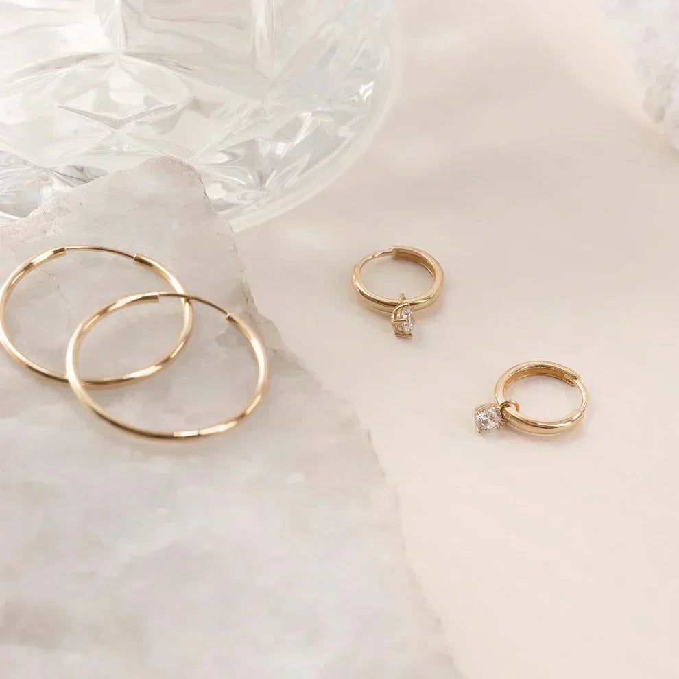 Aretes de aro con piedras Lágrimas de Luna