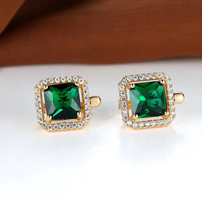 Aretes de oro con esmeralda y circonita