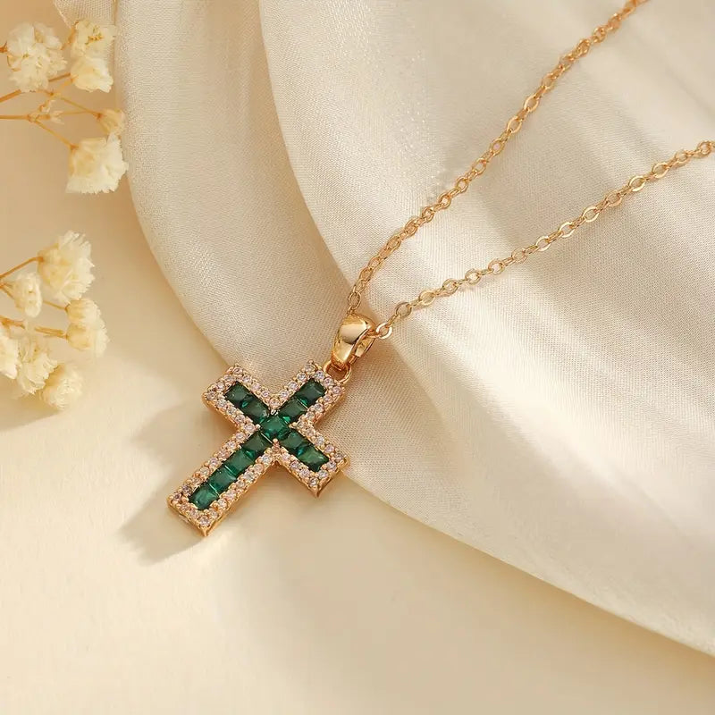 Alena Emerald Cross Pendant