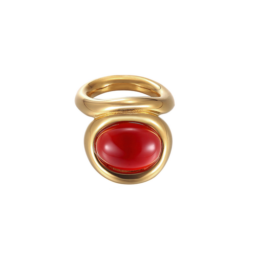 ANILLO DE CÓCTEL LLAMATIVO. ROJO