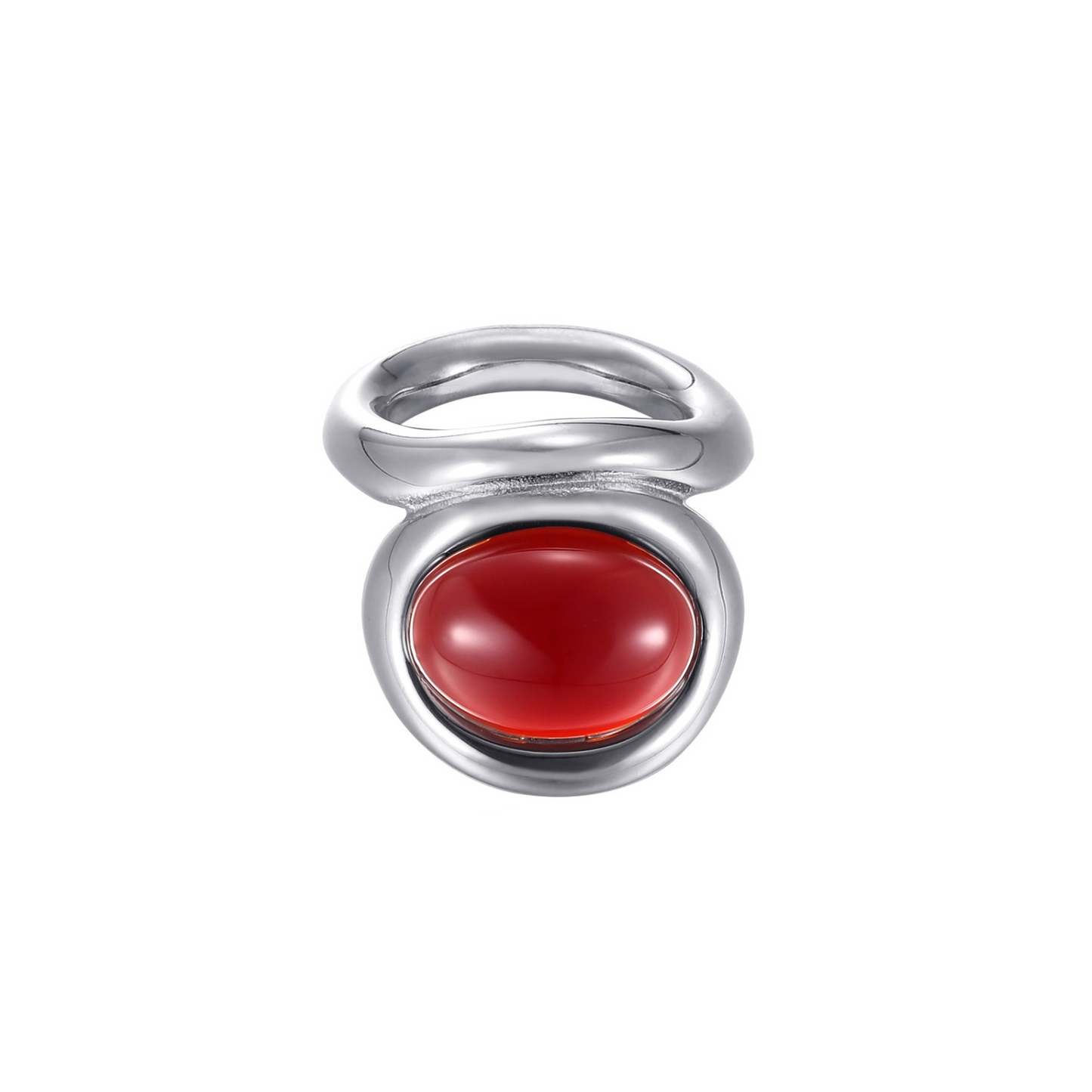 ANILLO DE CÓCTEL LLAMATIVO. ROJO
