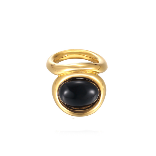 ANILLO DE CÓCTEL LLAMATIVO. NEGRO