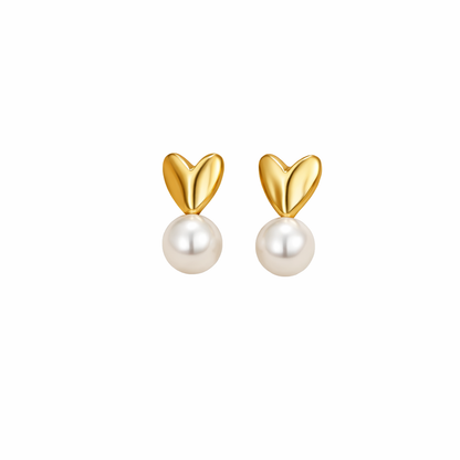 Heart earrings with pearl