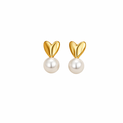 Heart earrings with pearl