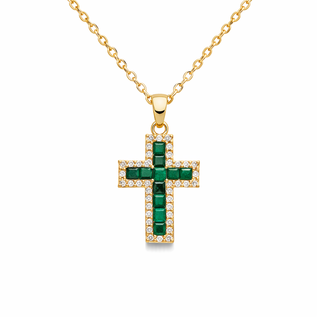 Alena Emerald Cross Pendant