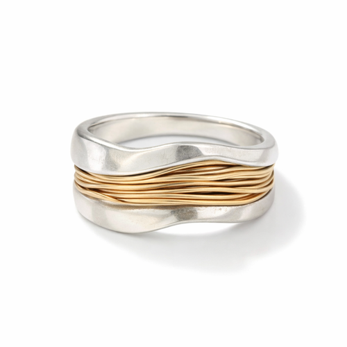 Intrecciato - Anillo de plata con hilo de oro