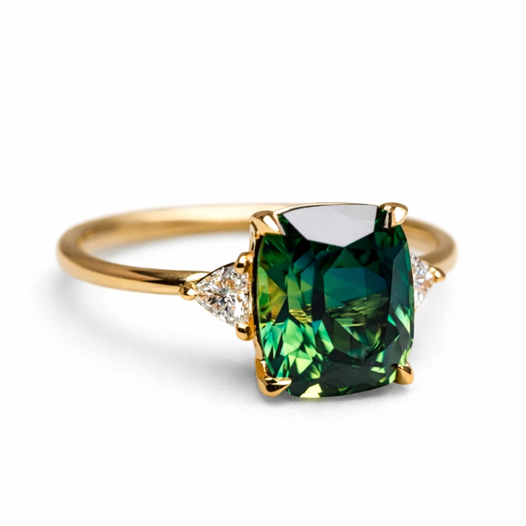 Fortuna - Anillo de circonita verde en oro