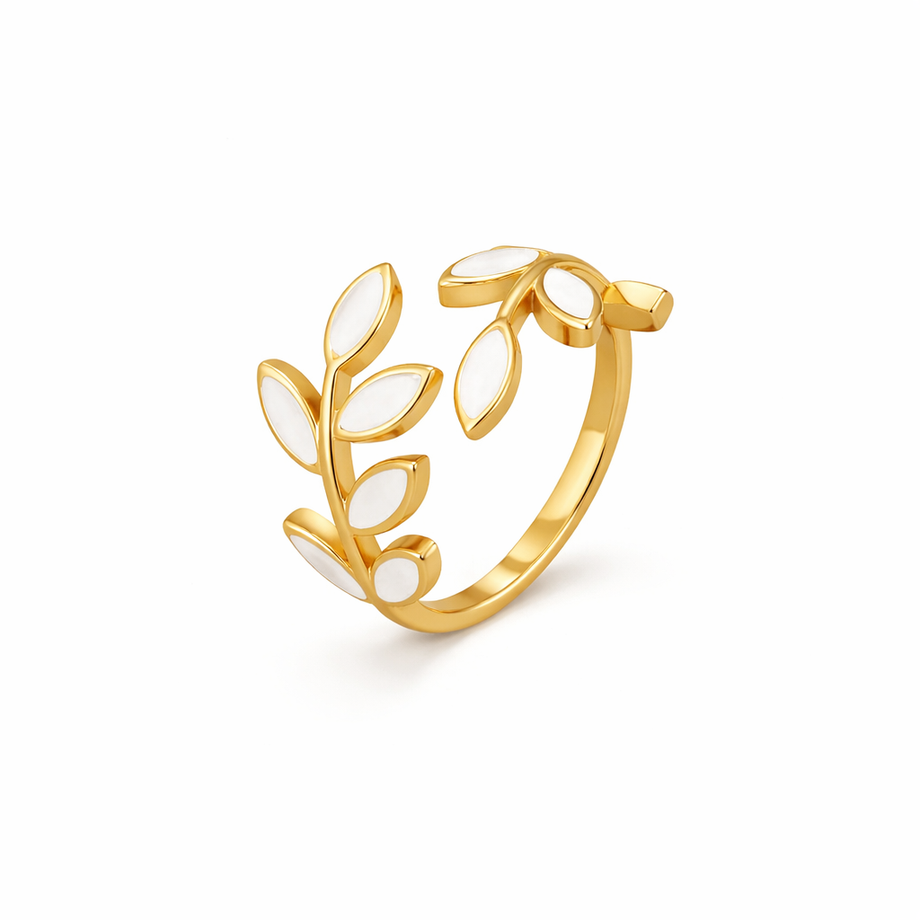 Anillo de hoja dorada