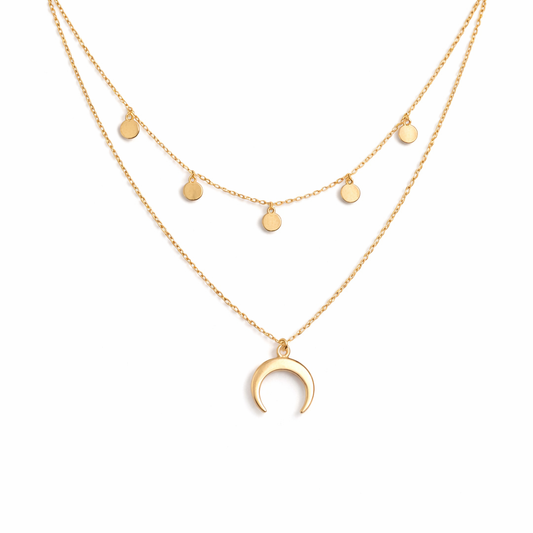 Luna | Elegante collar dorado con un delicado motivo de luna