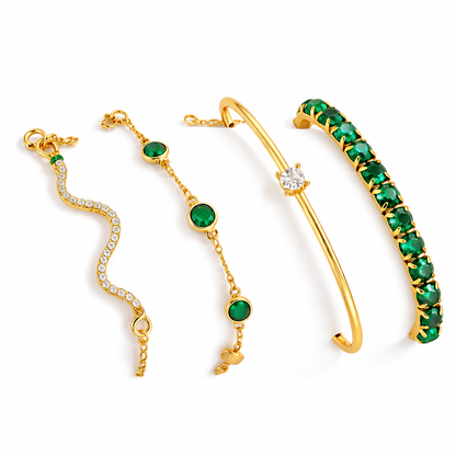 Luna | Elegante set de pulseras vintage de cristales verdes