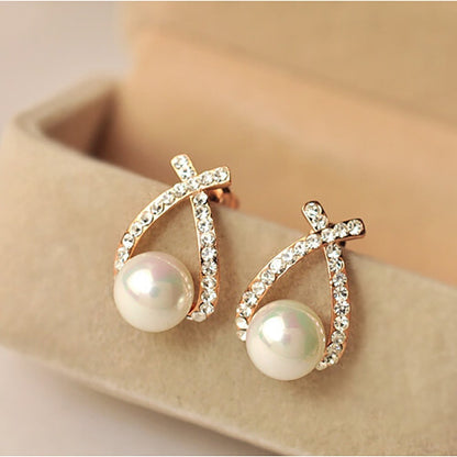 Aretes de perlas y lentejuelas