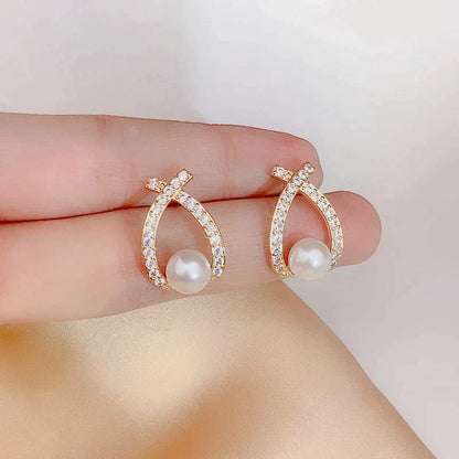 Aretes de perlas y lentejuelas