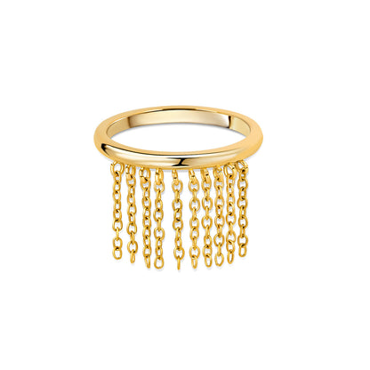 Anillo Plumas Bañado en Oro