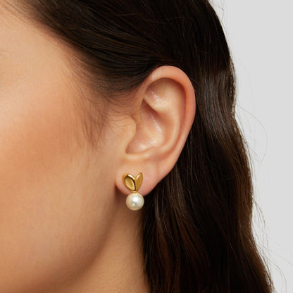 Heart earrings with pearl