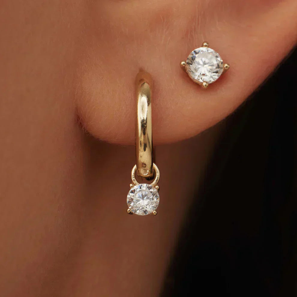 Aretes de aro con piedras Lágrimas de Luna